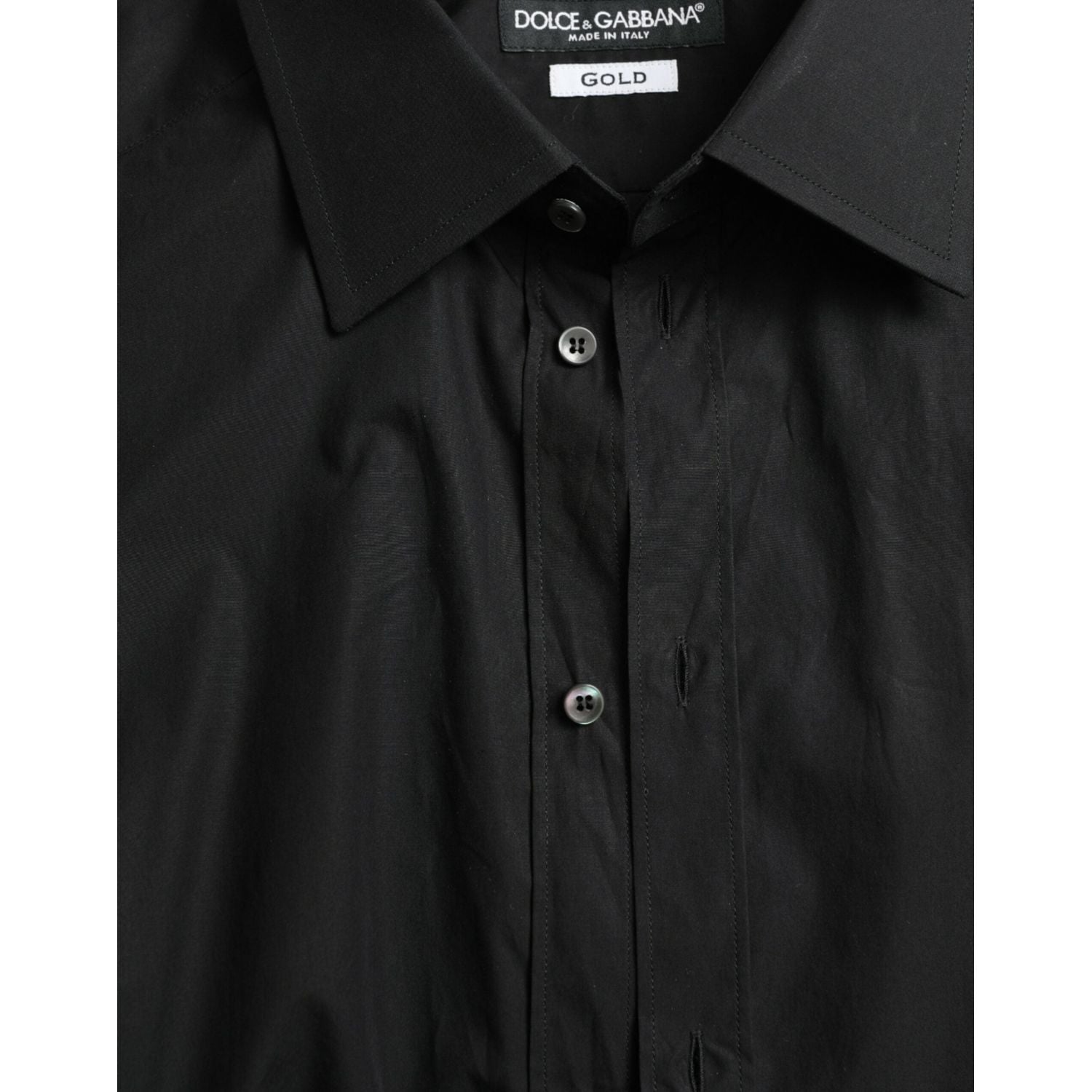 Dolce & Gabbana Black Cotton Men Formal GOLD Dress Shirt