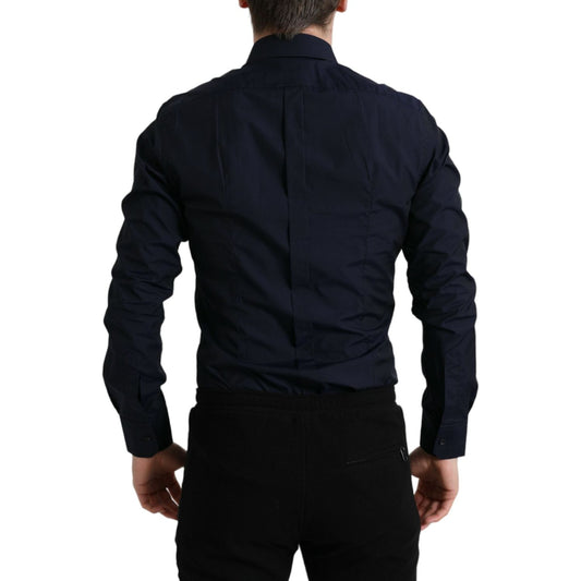 Dolce & Gabbana Navy Blue Slim Fit Formal GOLD Dress Shirt TSH84719-37