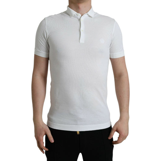 Dolce & Gabbana White Collared Short Sleeve Crown T-shirt TSH85165-44