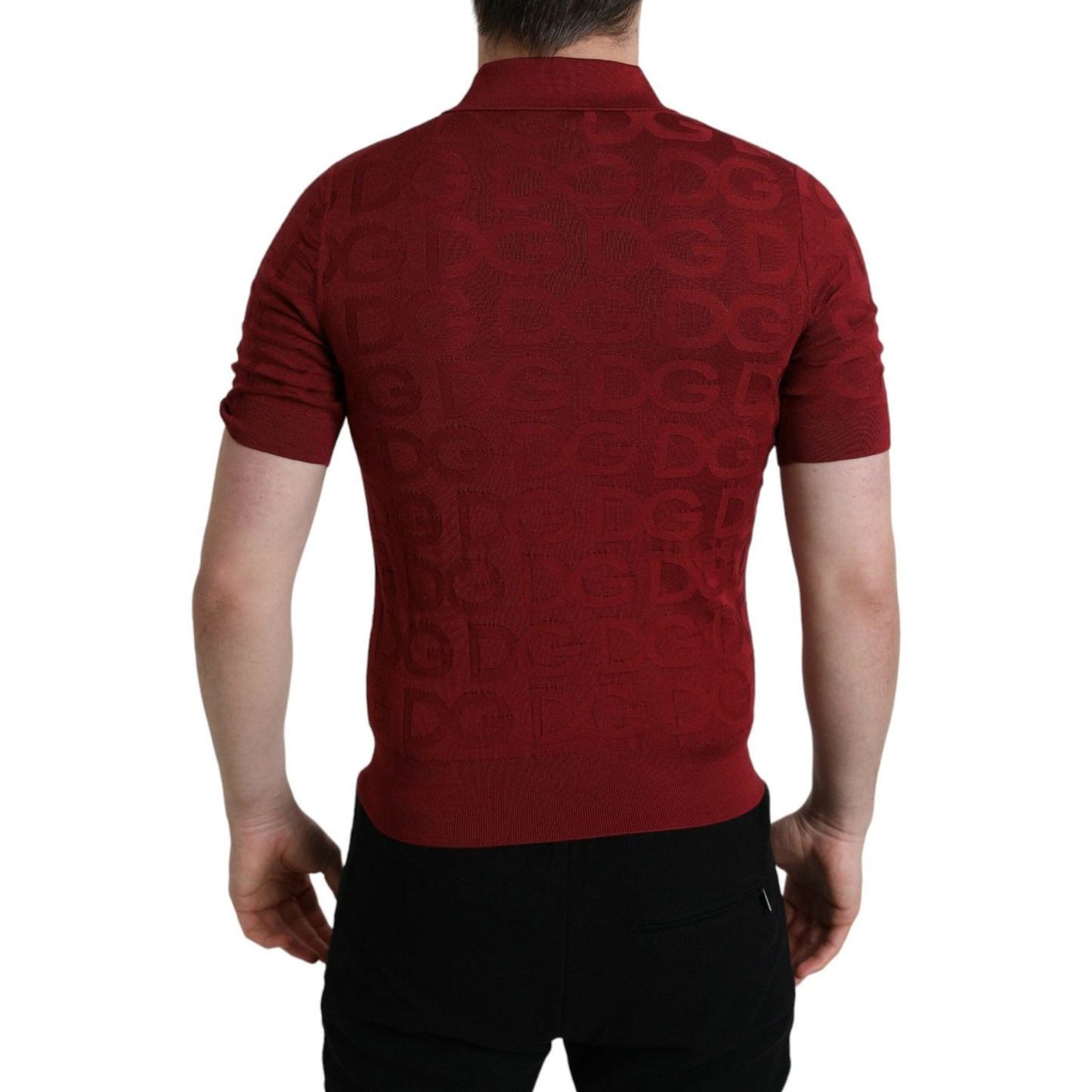 Dolce & Gabbana Maroon Collared Short Sleeve Silk T-shirt TSH85147-48