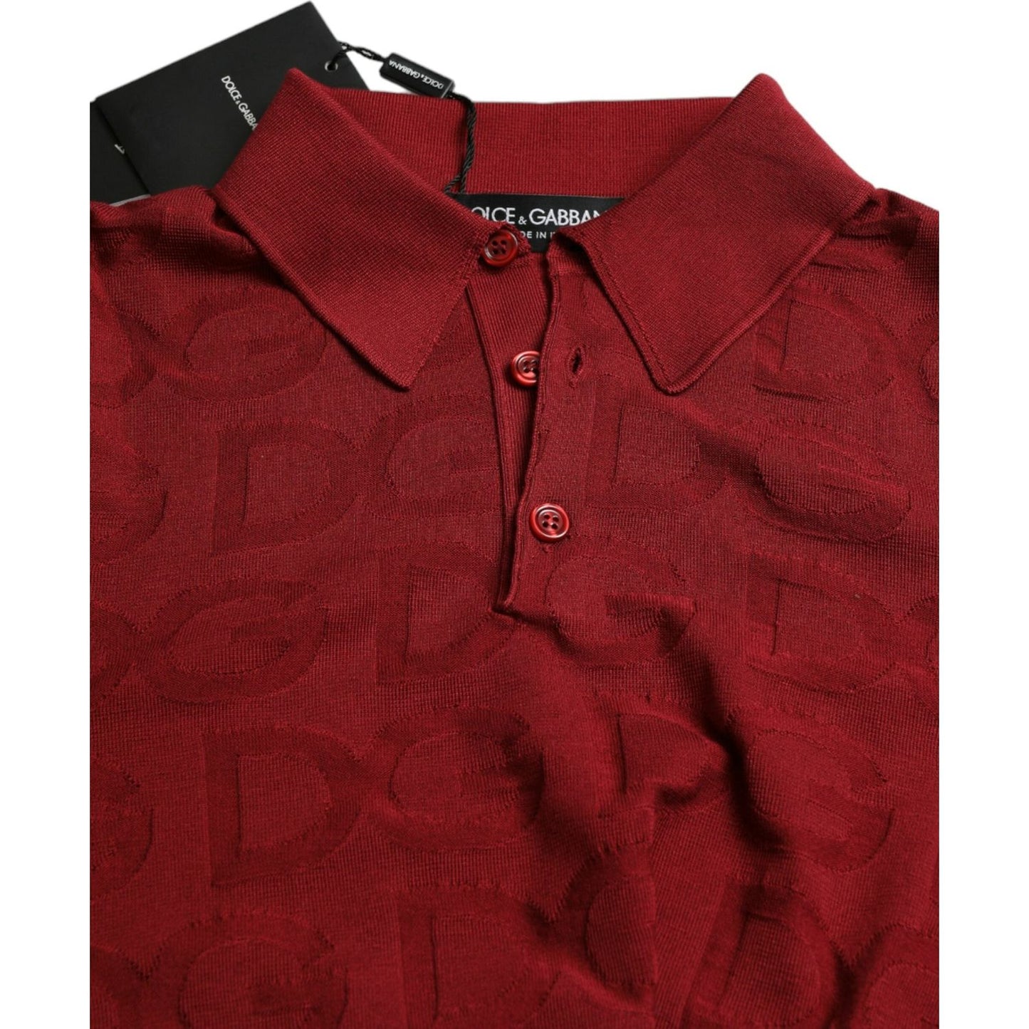 Dolce & Gabbana Maroon Collared Short Sleeve Silk T-shirt TSH85147-48