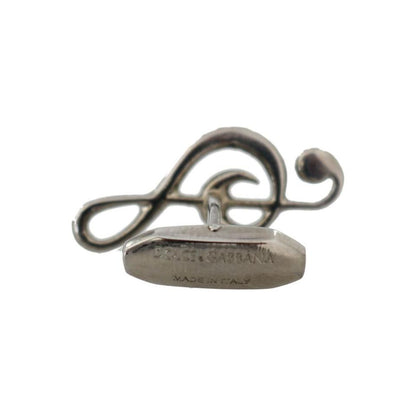 Dolce & Gabbana Silver Brass Tremble Clef Crystal Cufflinks Cufflinks