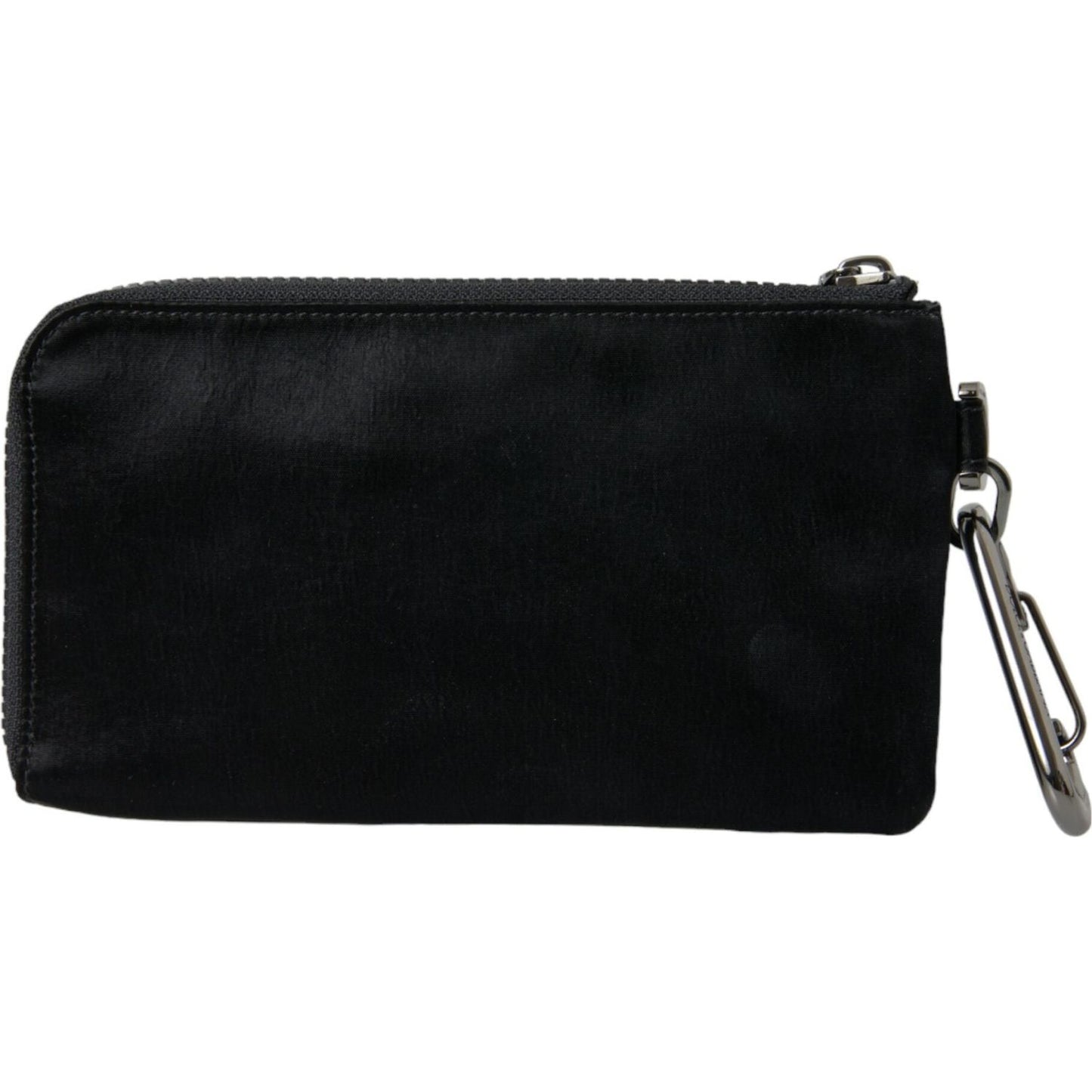 Dolce & Gabbana Black Nylon Logo Plaque Keyring Pouch Clutch Bags