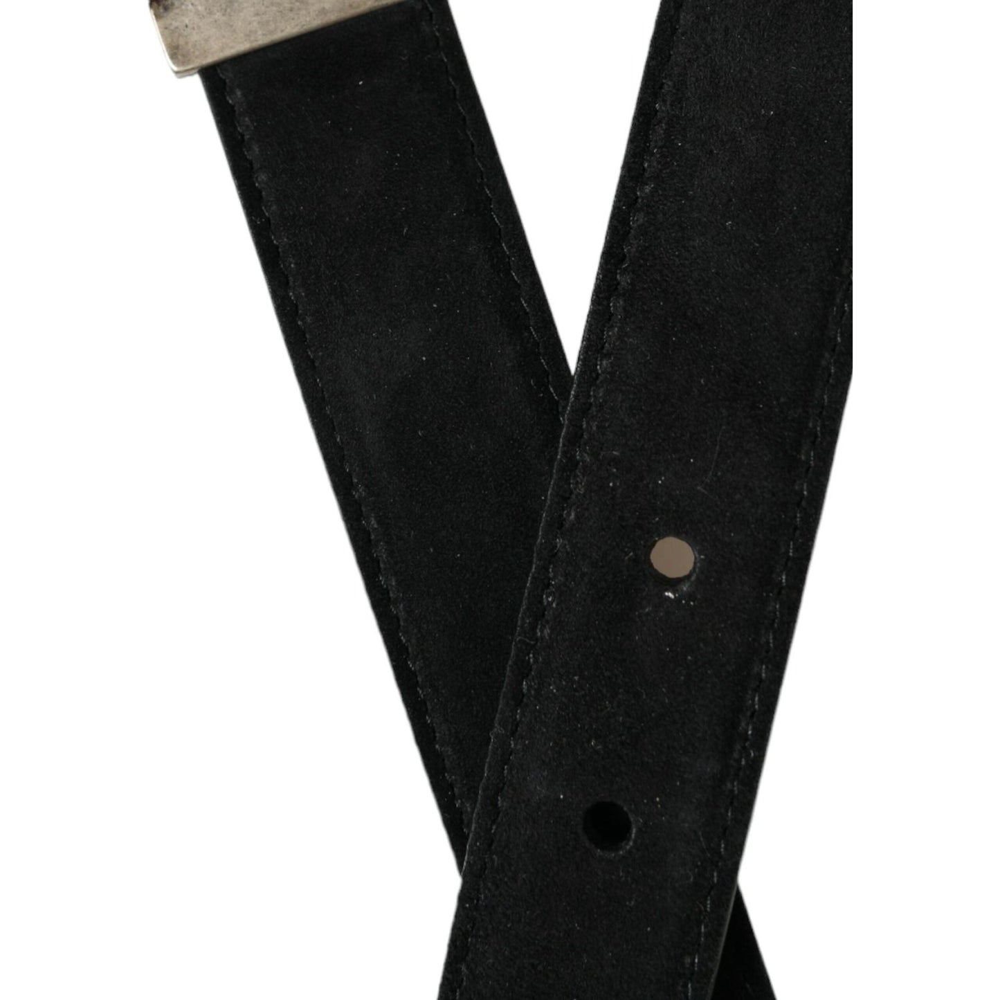 Dolce & Gabbana Black Goat Leather Antique Metal Buckle Belt