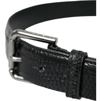 Dolce & Gabbana Black Exotic Leather Silver Metal Buckle Belt