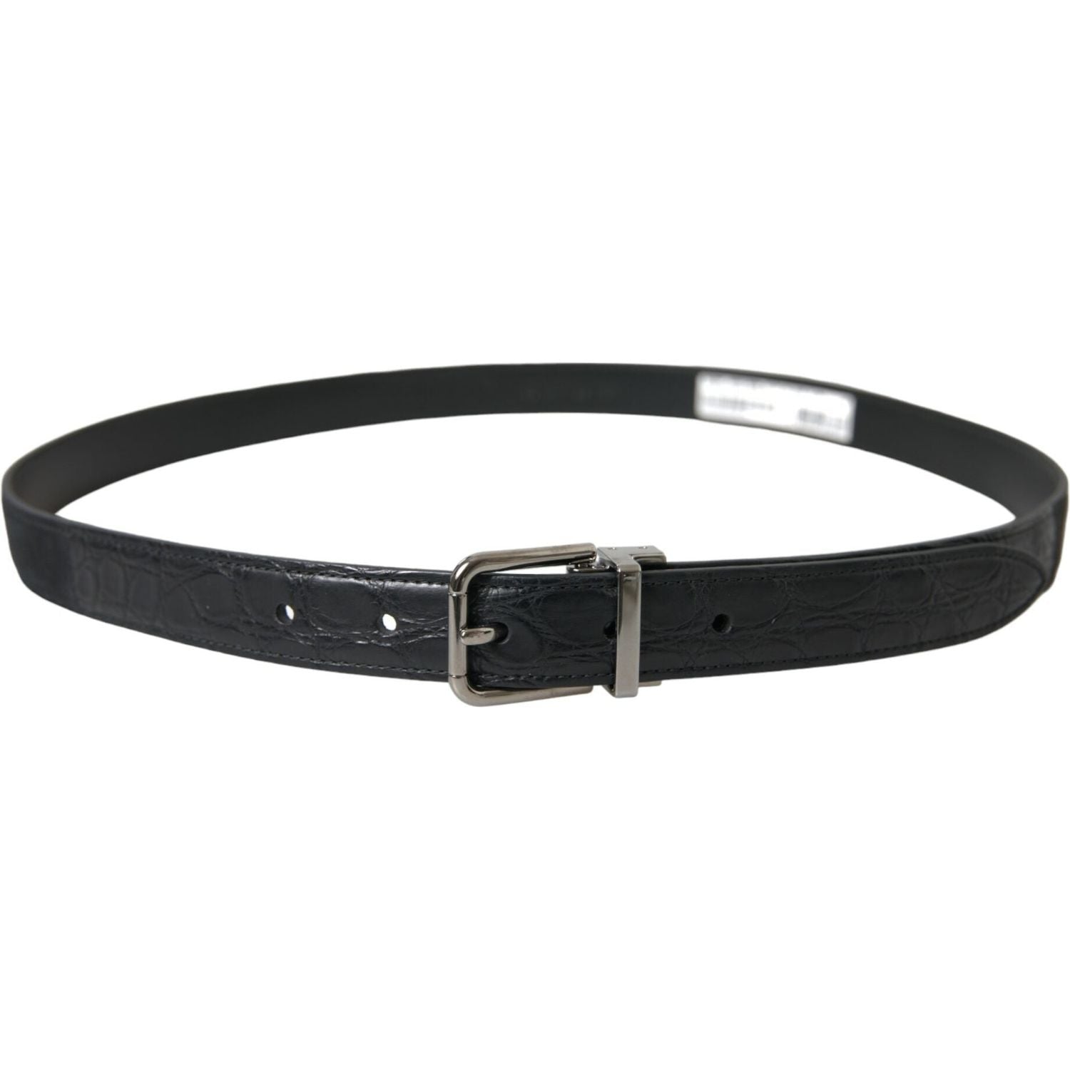 Dolce & Gabbana Black Leather Silver Metal Buckle Belt