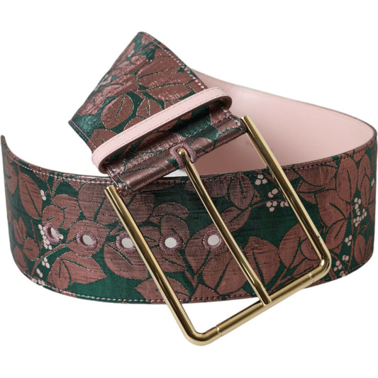 Dolce & Gabbana Multicolor Floral Jacquard Lurex Gold Buckle Belt WMB346-75