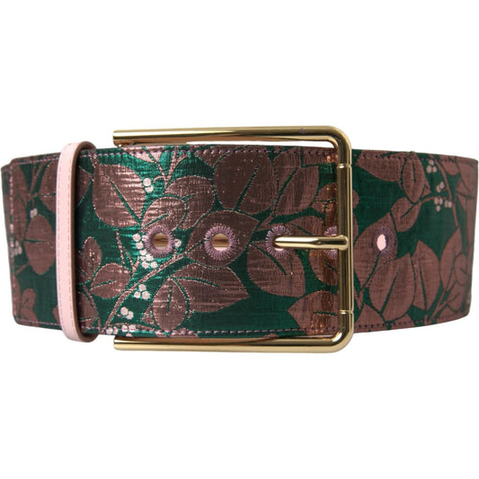 Dolce & Gabbana Multicolor Floral Jacquard Lurex Gold Buckle Belt WMB346-75