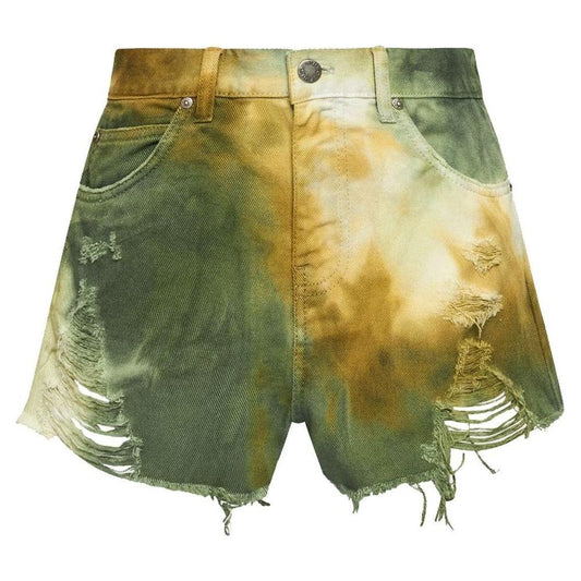PINKO Green Cotton Women Short PINKO Dark Olive Green