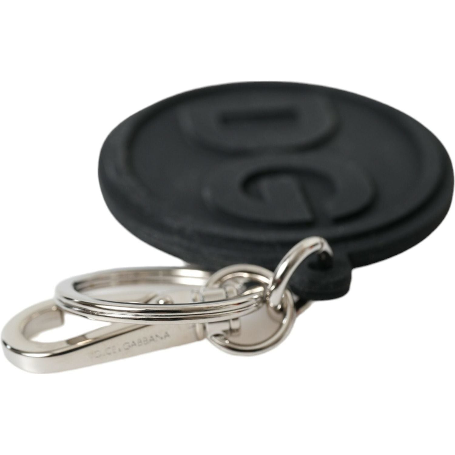 别致的黑色和银色徽标钥匙扣