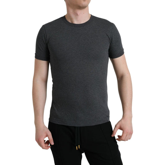 Dolce & Gabbana Dark Gray Cotton Crew Neck T-shirt TSH84545-44