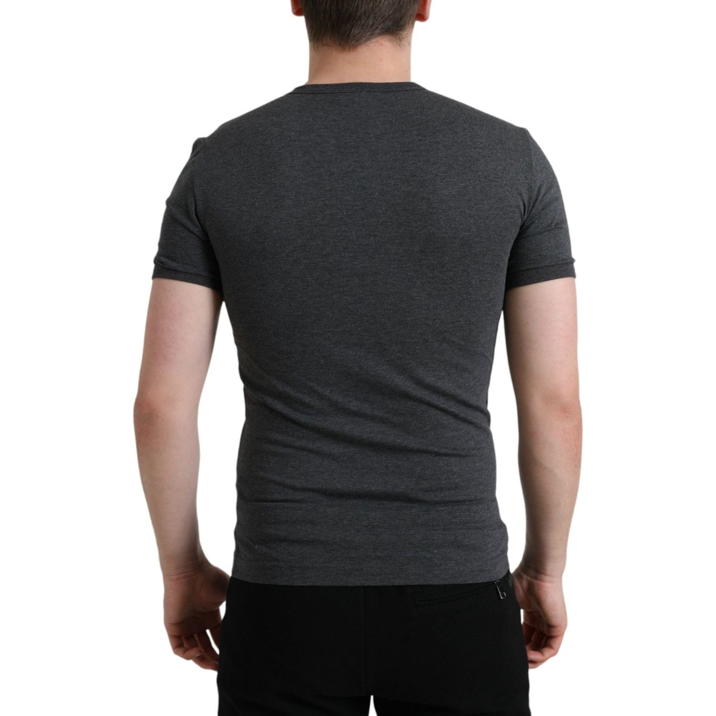 Dolce & Gabbana Dark Gray Cotton Crew Neck T-shirt