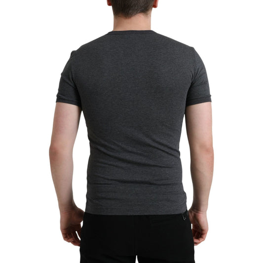 Dolce & Gabbana Dark Gray Cotton Crew Neck T-shirt TSH84545-44