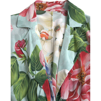 Dolce & Gabbana Blue Floral Wide Leg Wrap Jumpsuit Dress