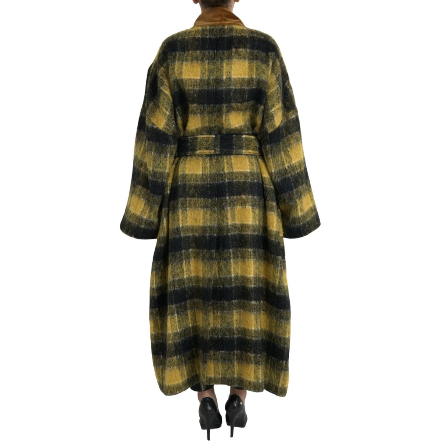 Dolce & Gabbana Yellow Checkered Long Sleeve Coat Jacket
