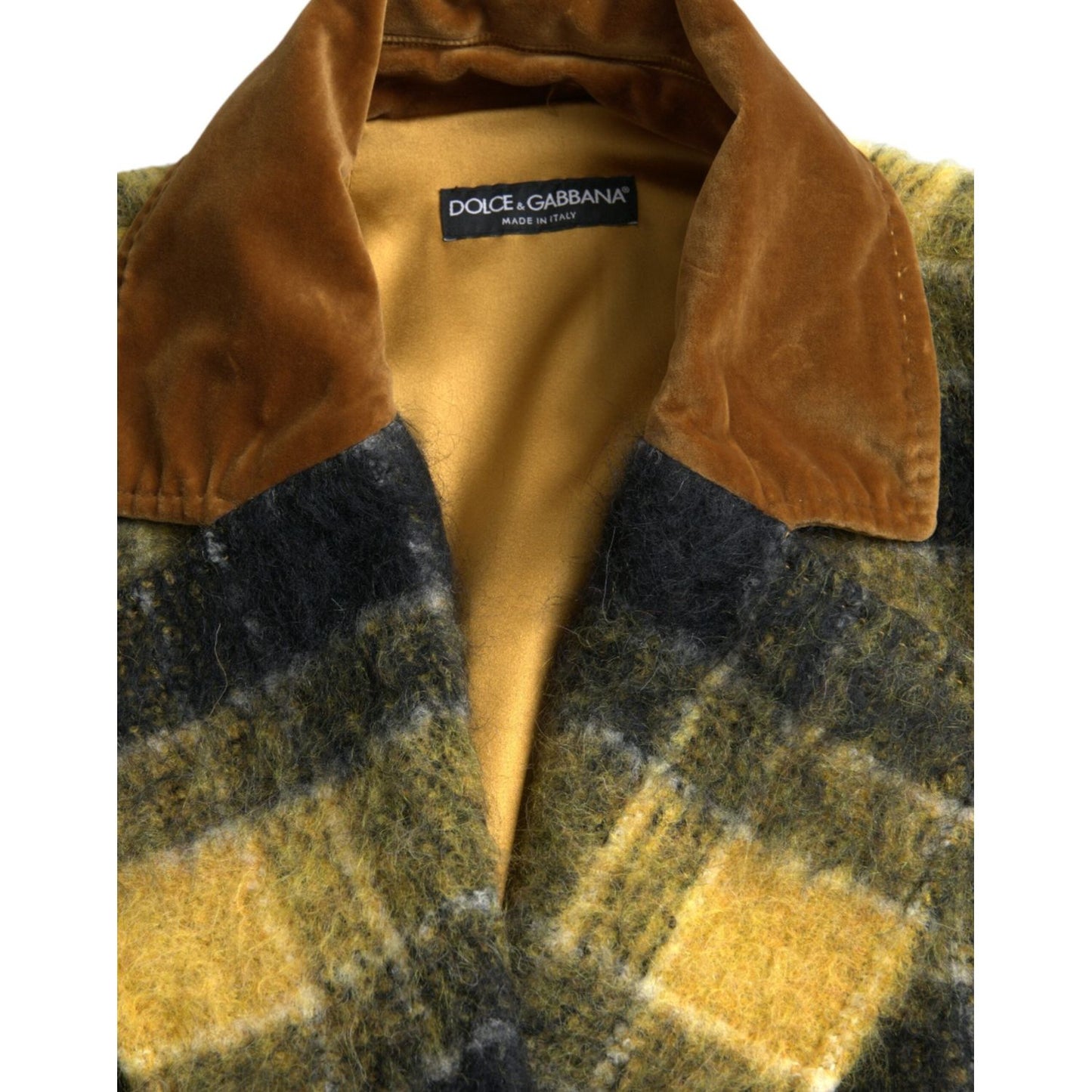 Dolce & Gabbana Yellow Checkered Long Sleeve Coat Jacket