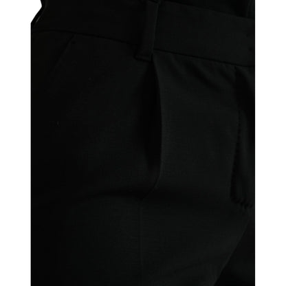 Dolce & Gabbana Black Wool Mid Waist Tapered Pants