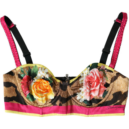 Dolce & Gabbana Multicolor Floral Sleeveless Bustier Crop Top