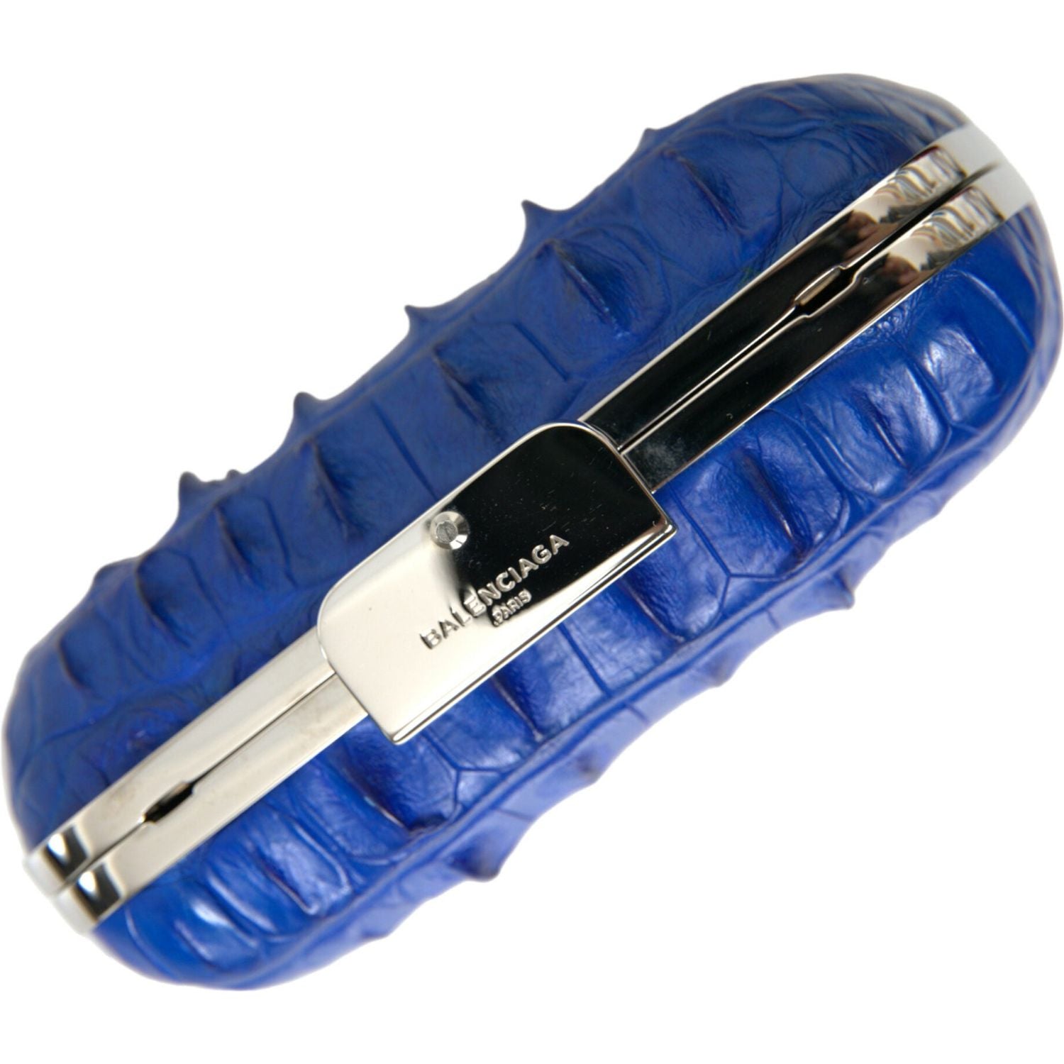 电光蓝鳄鱼皮手拿包