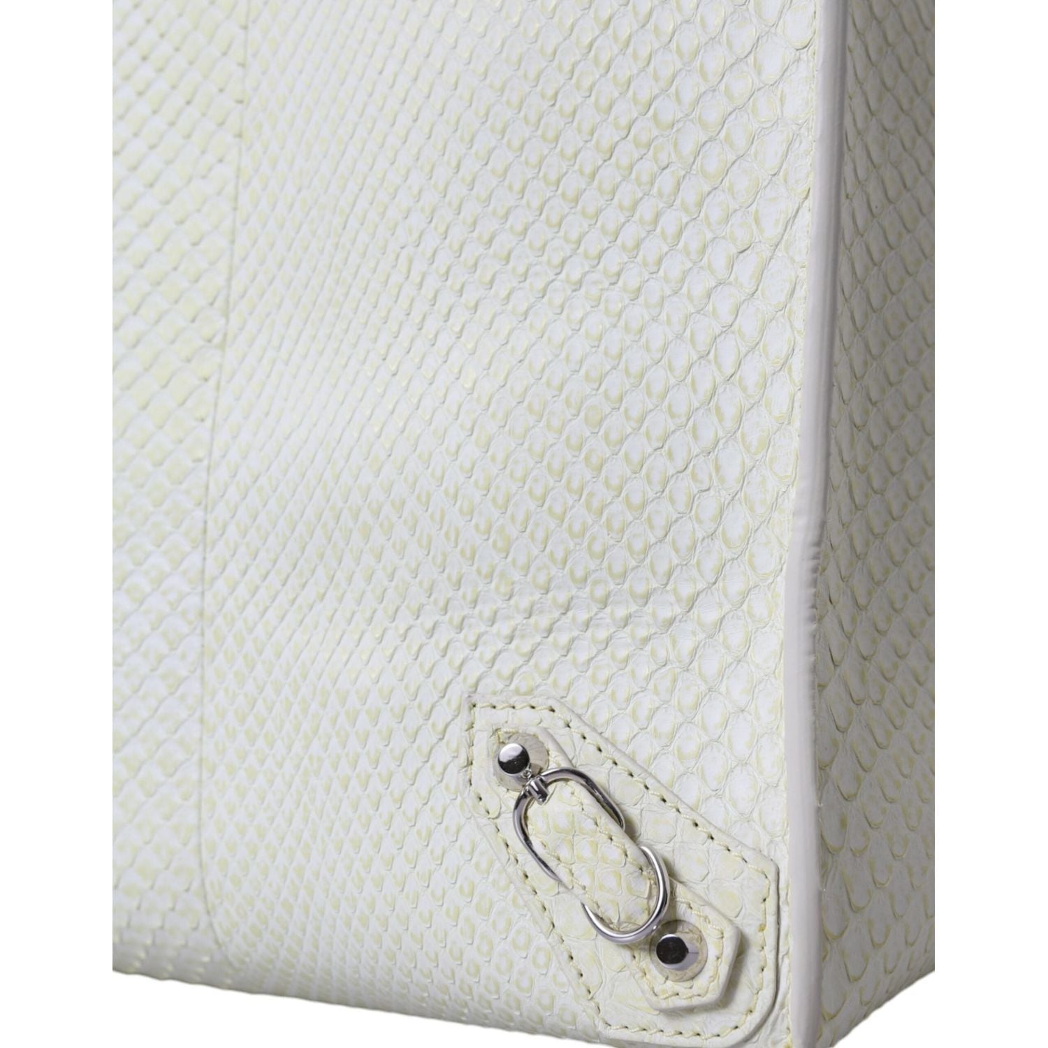Balenciaga White Yellow Exotic Skin Leather Shopping Tote PAPIER Bag
