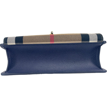 Burberry Macken Small Regency Blue House Check Leather Crossbody Bag