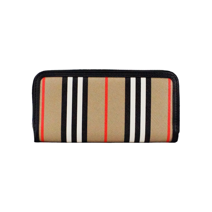 محفظة بربري إيلربي القارية المصنوعة من الجلد الأسود والمزينة بخطوط من القماش بسحّاب