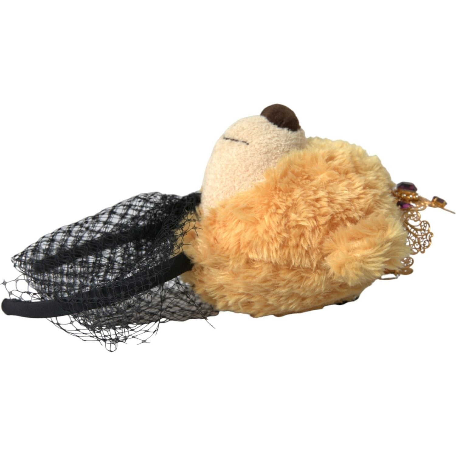 طوق شعر على شكل دب بني من دولتشي آند غابانا على شكل تاج من الكريستال الذهبي