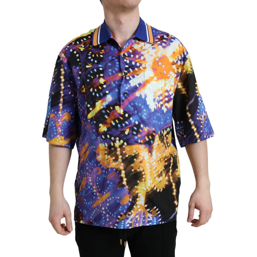 Dolce & Gabbana Multicolor Luminarie Print Cotton Casual Shirt TSH84696-45
