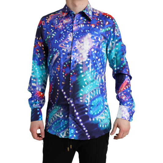 Dolce & Gabbana Purple Luminarie Silk Slim MARTINI Shirt TSH84704-41