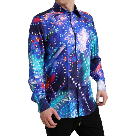 Dolce & Gabbana Purple Luminarie Silk Slim MARTINI Shirt TSH84704-41