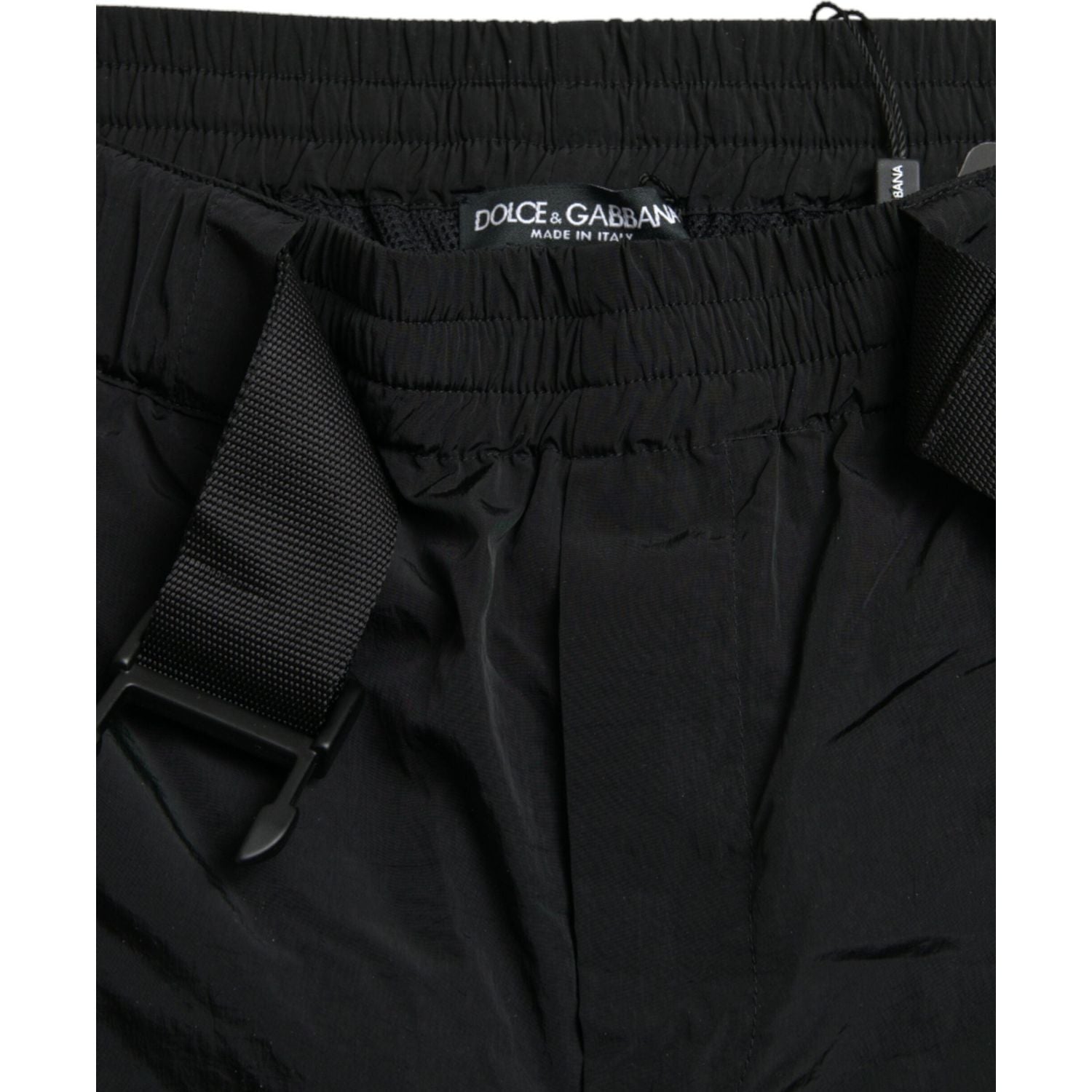 黑红色豹纹尼龙慢跑裤