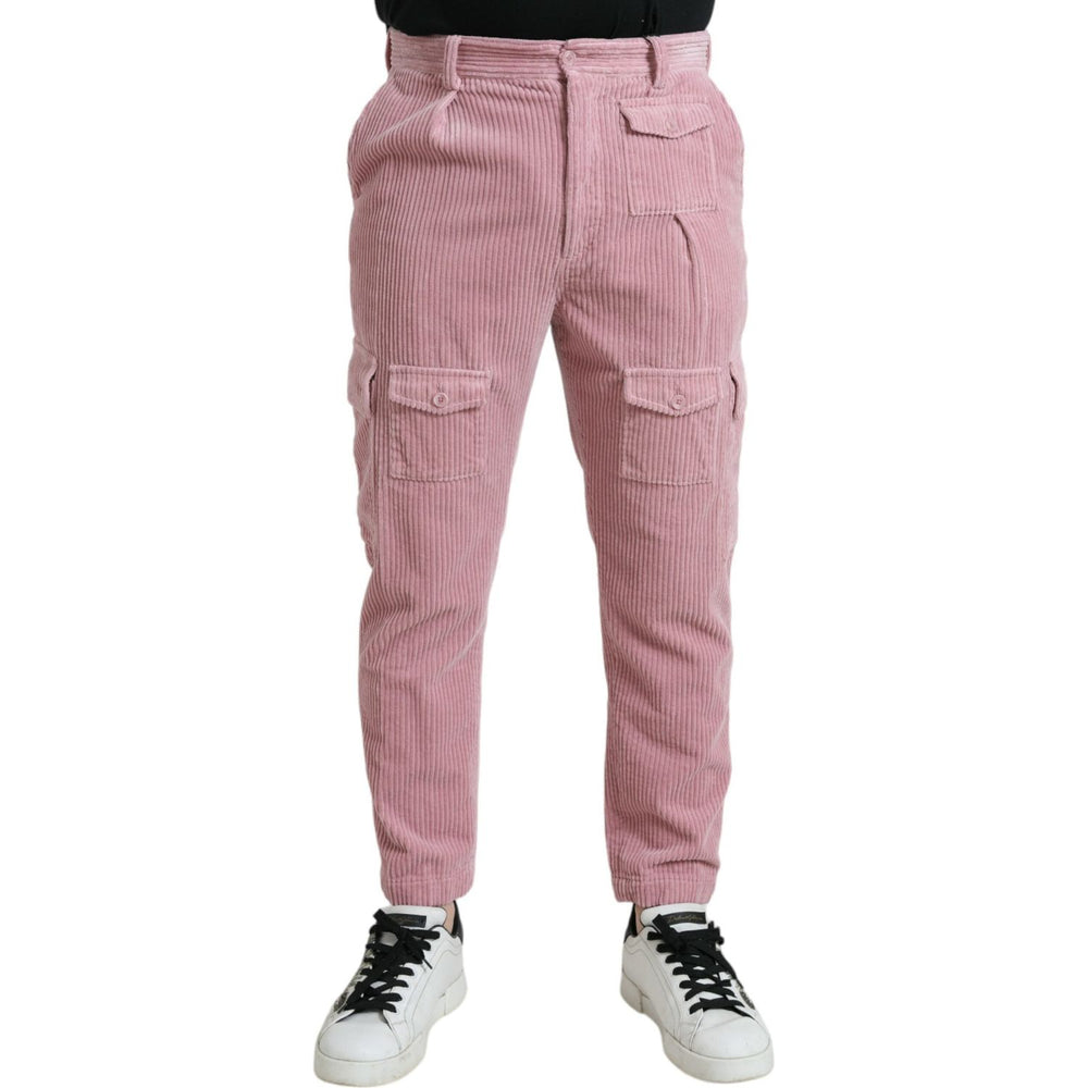 Dolce & Gabbana Pink Corduroy Cotton Stretch Skinny Cargo Jeans PAN75077-48