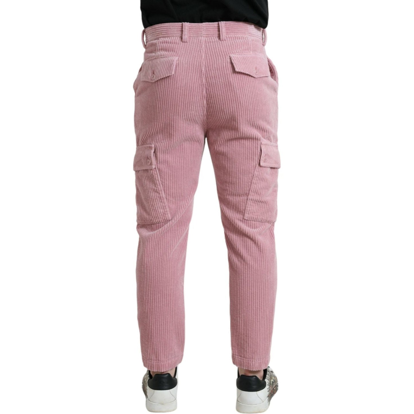 Dolce & Gabbana Pink Corduroy Cotton Stretch Skinny Cargo Jeans PAN75077-48