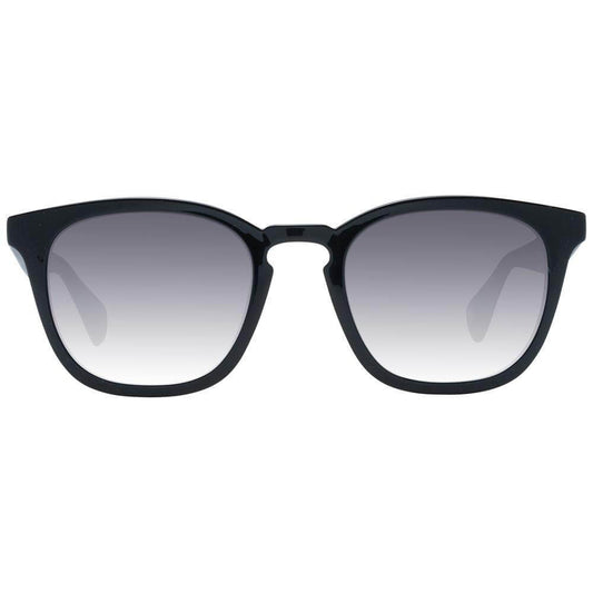 Ted Baker men's black acetate square sunglasses with gradient grey lenses, offering 100% UVA & UVB protection. Frame: 50-21-145