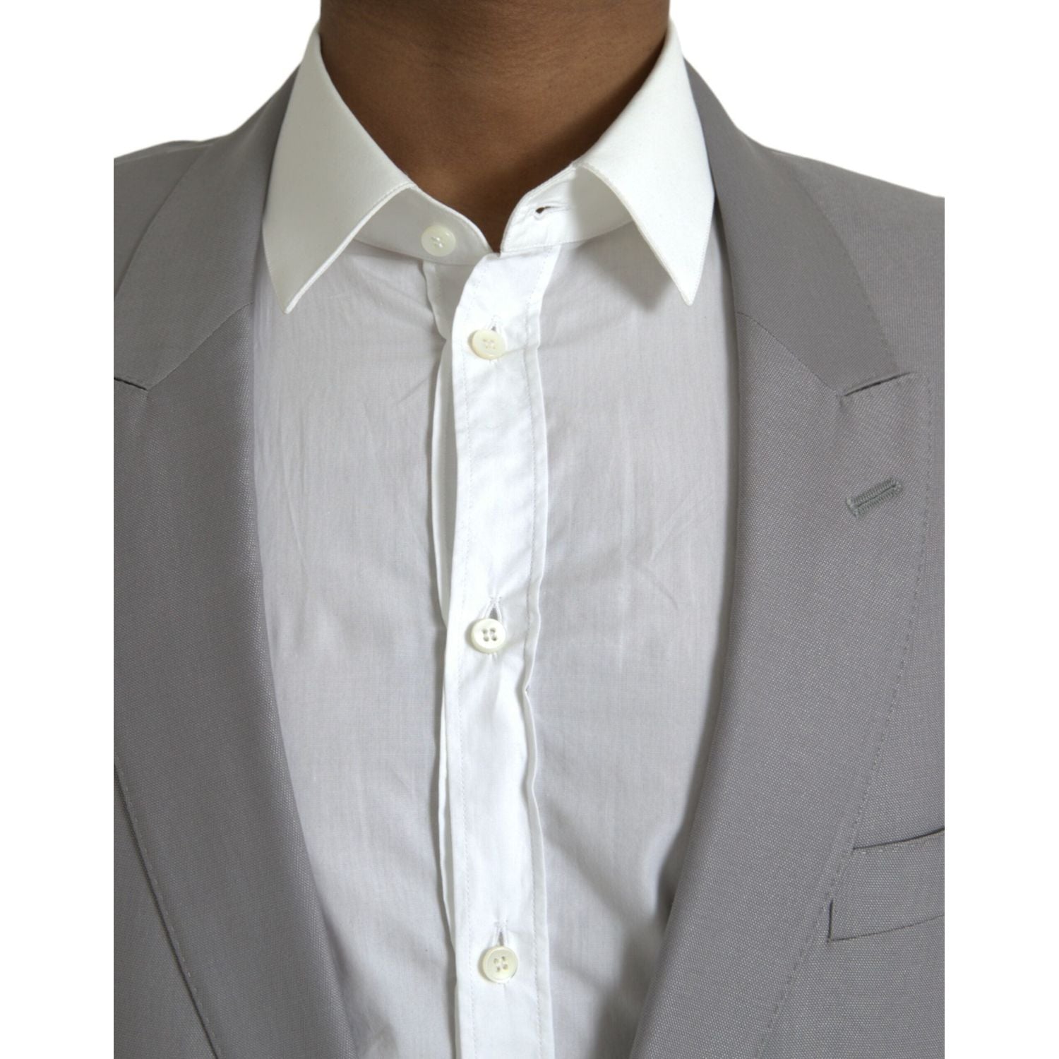 灰色羊毛单排扣大衣