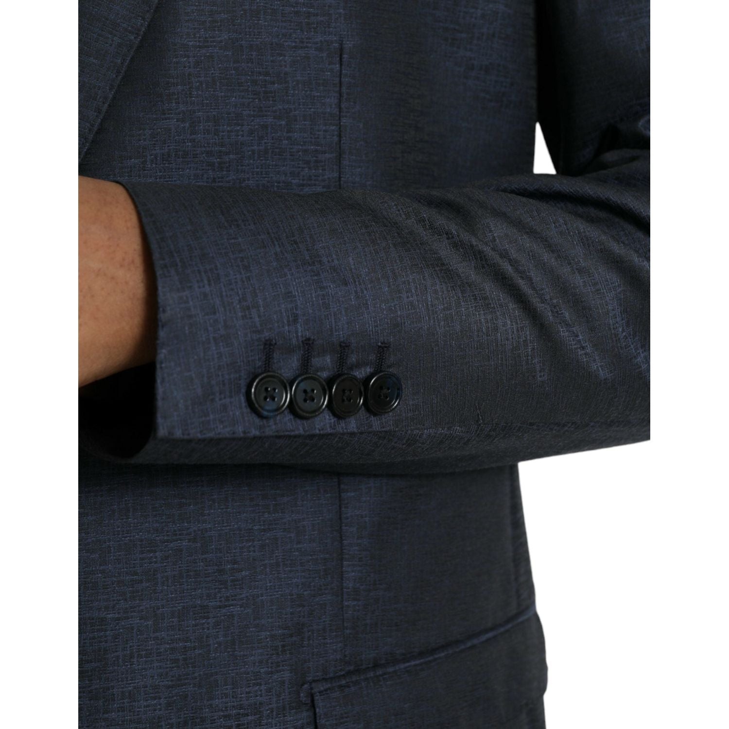 بليزر دولتشي آند غابانا ذو صف واحد من الأزرار باللون الأزرق والذهبي