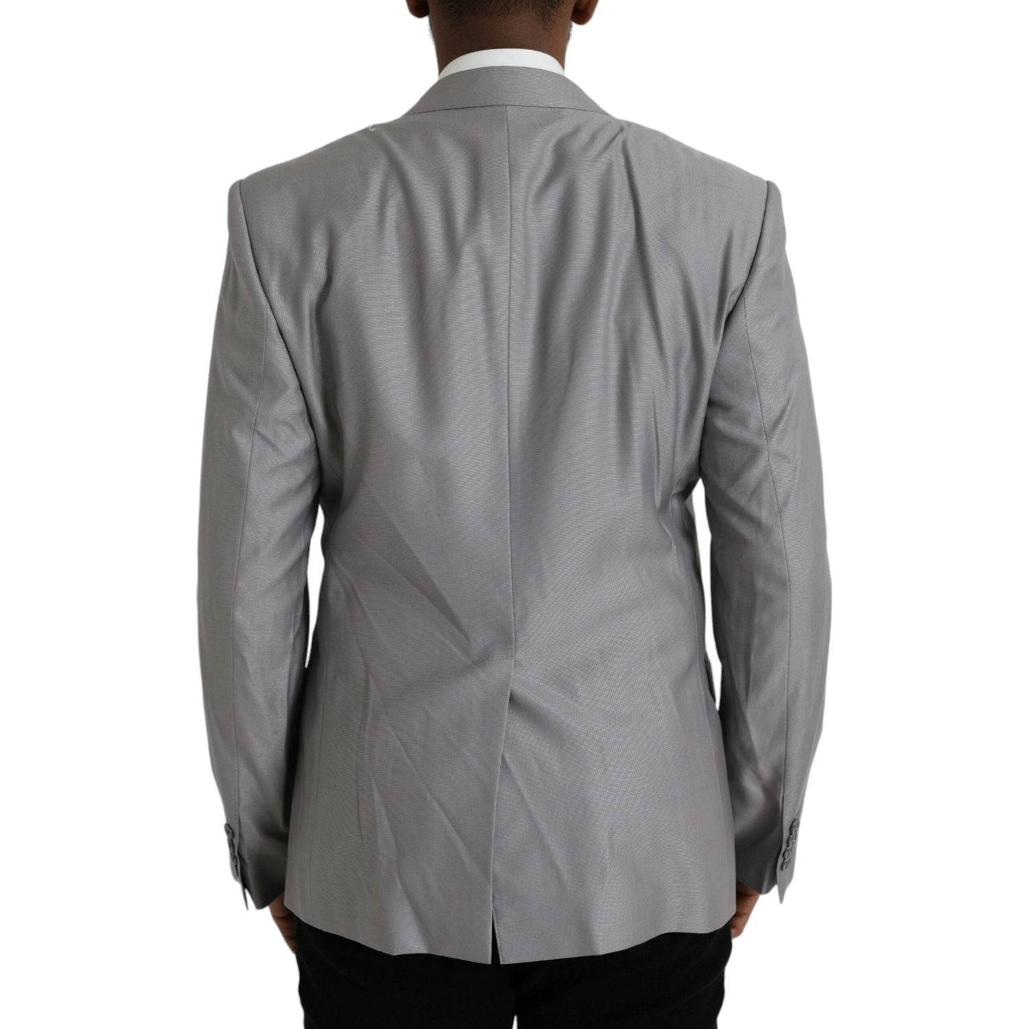 灰色羊毛单排扣大衣