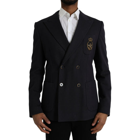 Dolce & Gabbana Dark Blue Crown Bee Double Breasted Blazer JKT4039-48