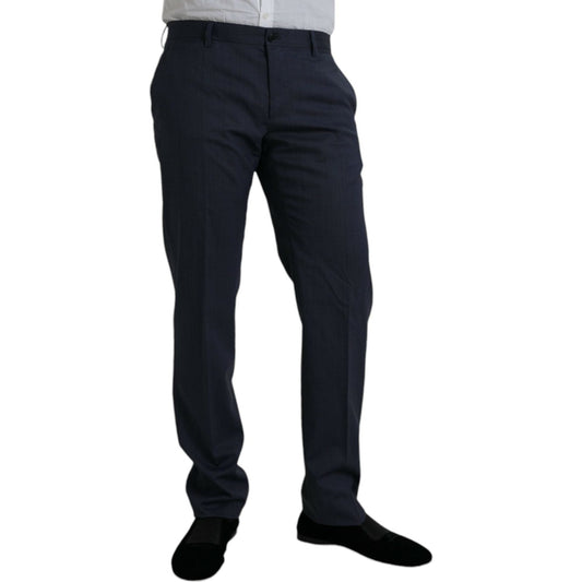 Dolce & Gabbana Blue Wool Slim Fit Dress Formal Pants PAN75338-52