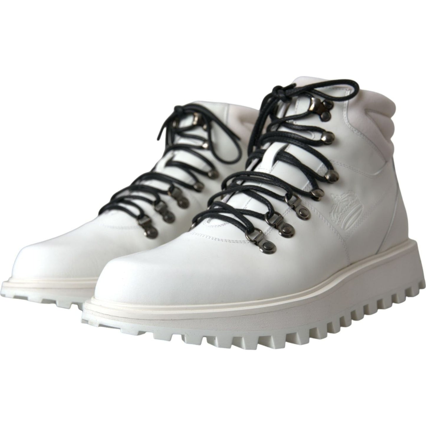 Dolce & Gabbana White Vulcano Trekking Men Ankle Boots Shoes MV5635-42