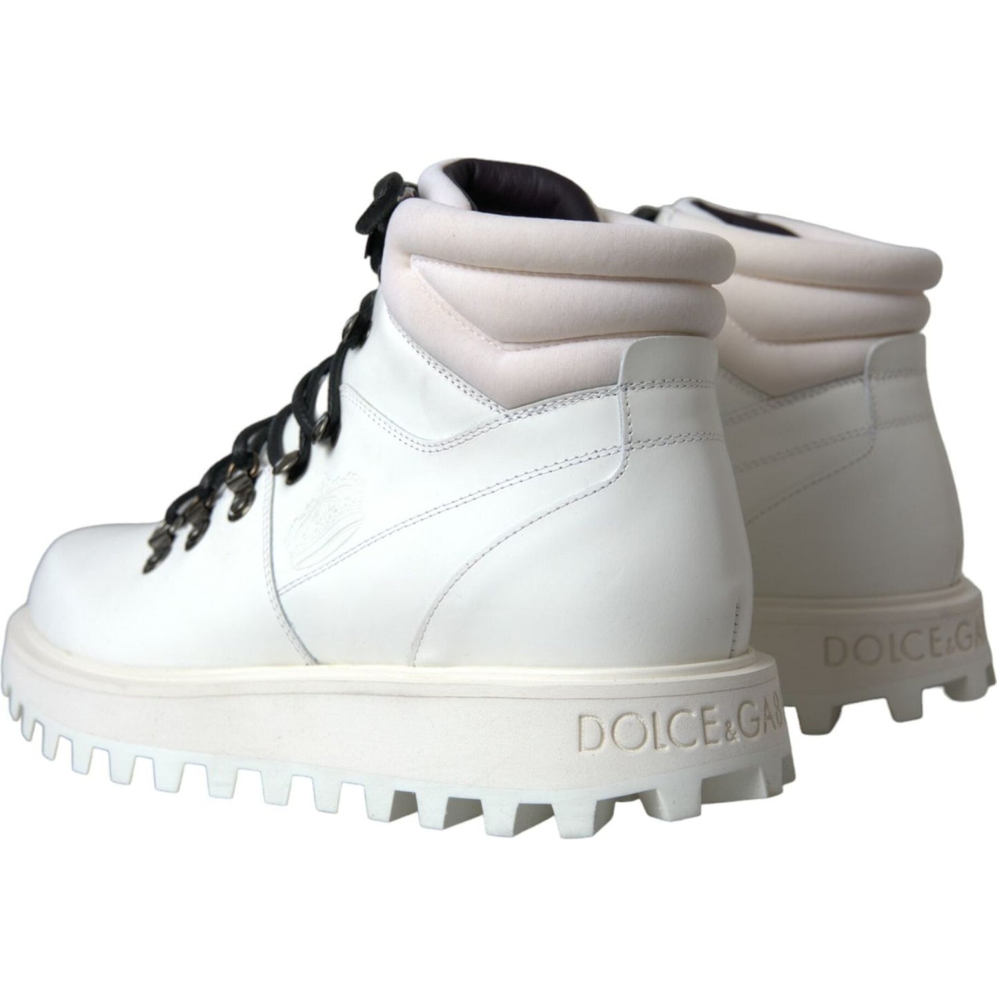 Dolce & Gabbana White Vulcano Trekking Men Ankle Boots Shoes MV5635-42