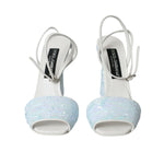 Dolce & Gabbana Light Blue Sequin Ankle Strap Sandals Shoes