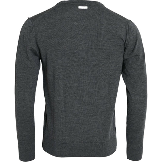 Dolce & Gabbana Dark Gray Wool Crew Neck Pullover Sweater TSH84590-52