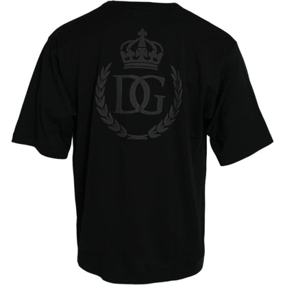 Dolce & Gabbana Black Logo Embossed Crew Neck Short Sleeves T-shirt