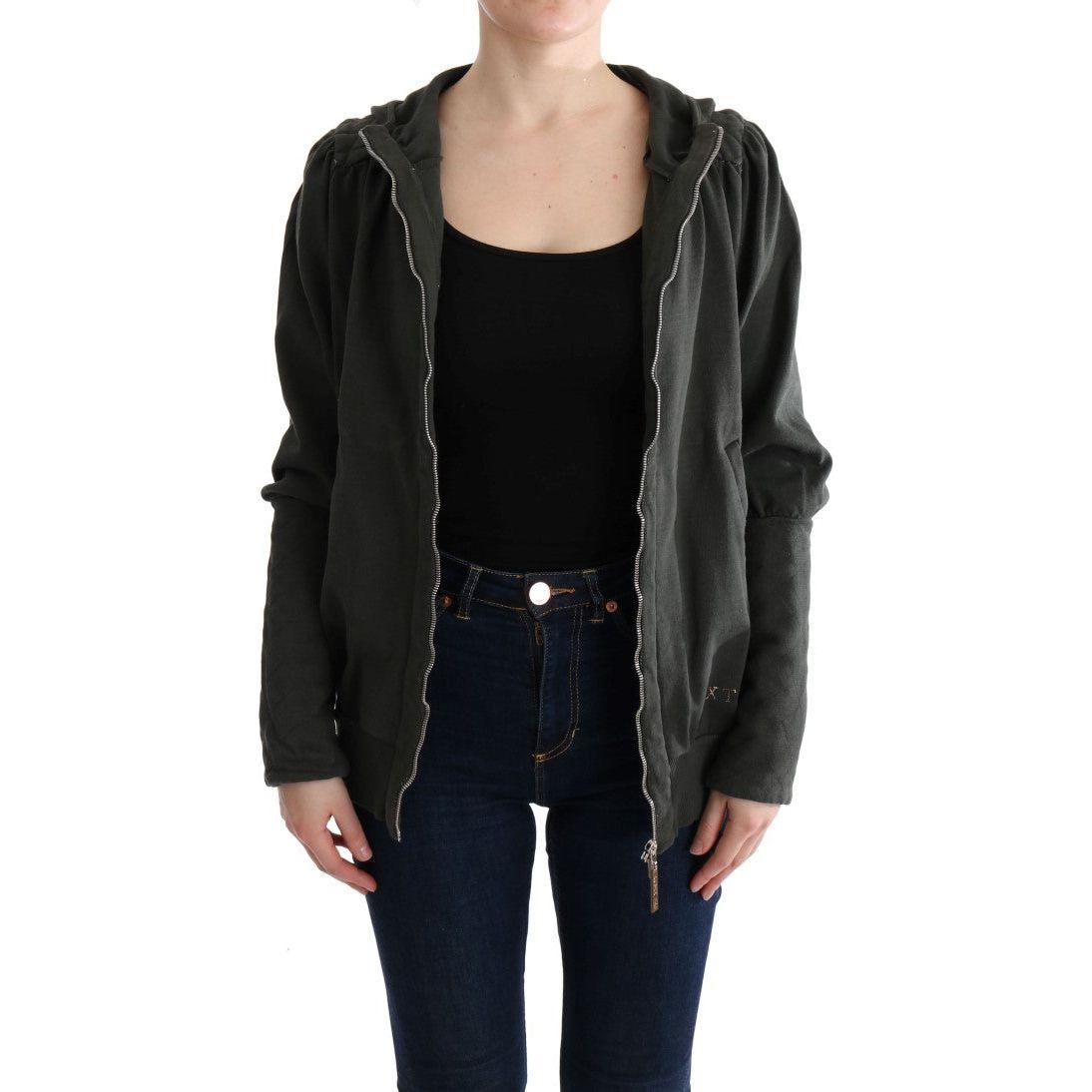 سترة قطنية بسحاب كامل باللون الرمادي من Exte Chic