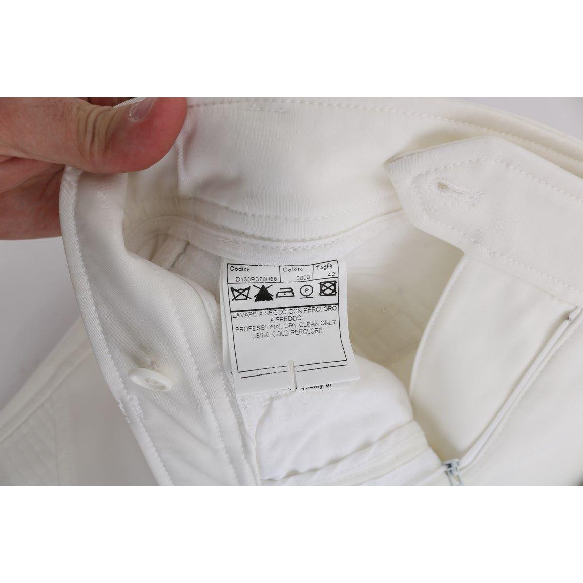 بنطلون قطني أبيض أنيق بقصة ضيقة من Ermanno Scervino