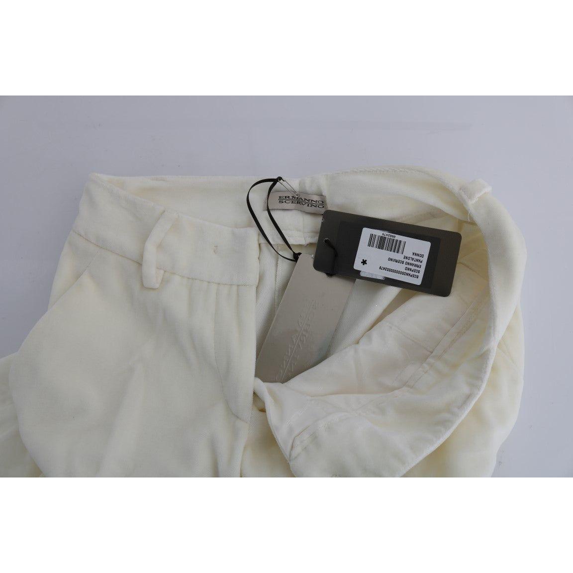 بنطلون إيرمانو شيرفينو شيك أبيض بقصة عادية