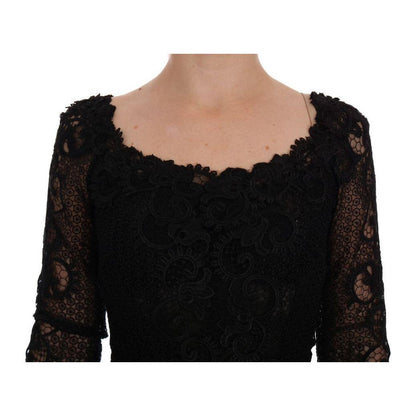 Dolce & Gabbana Black Floral Sheath Dress