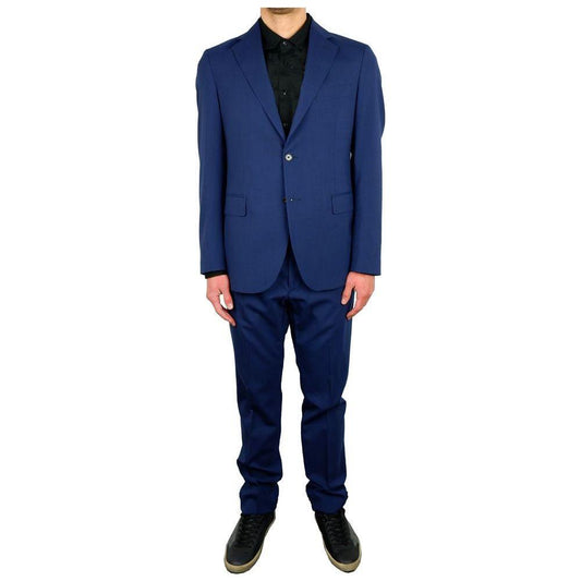 Aquascutum Elegant Blue Wool Blend Two-Piece Suit Aquascutum Midnight Blue