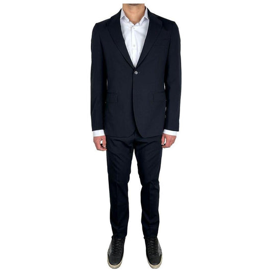 Aquascutum Blue Wool Men's Suit Aquascutum Black